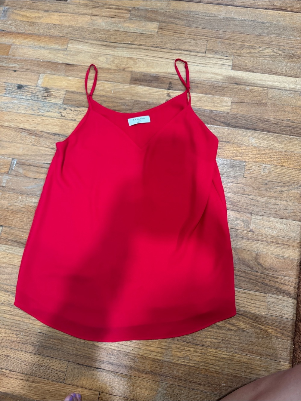 Aritzia Babaton Red Spaghetti Strap V-Neck Tank